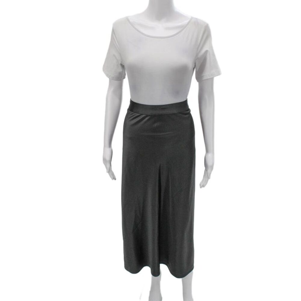 J. Mclaughlin Womens Gray A-Line Midi Skirt Polyester Zip Closure Size 14